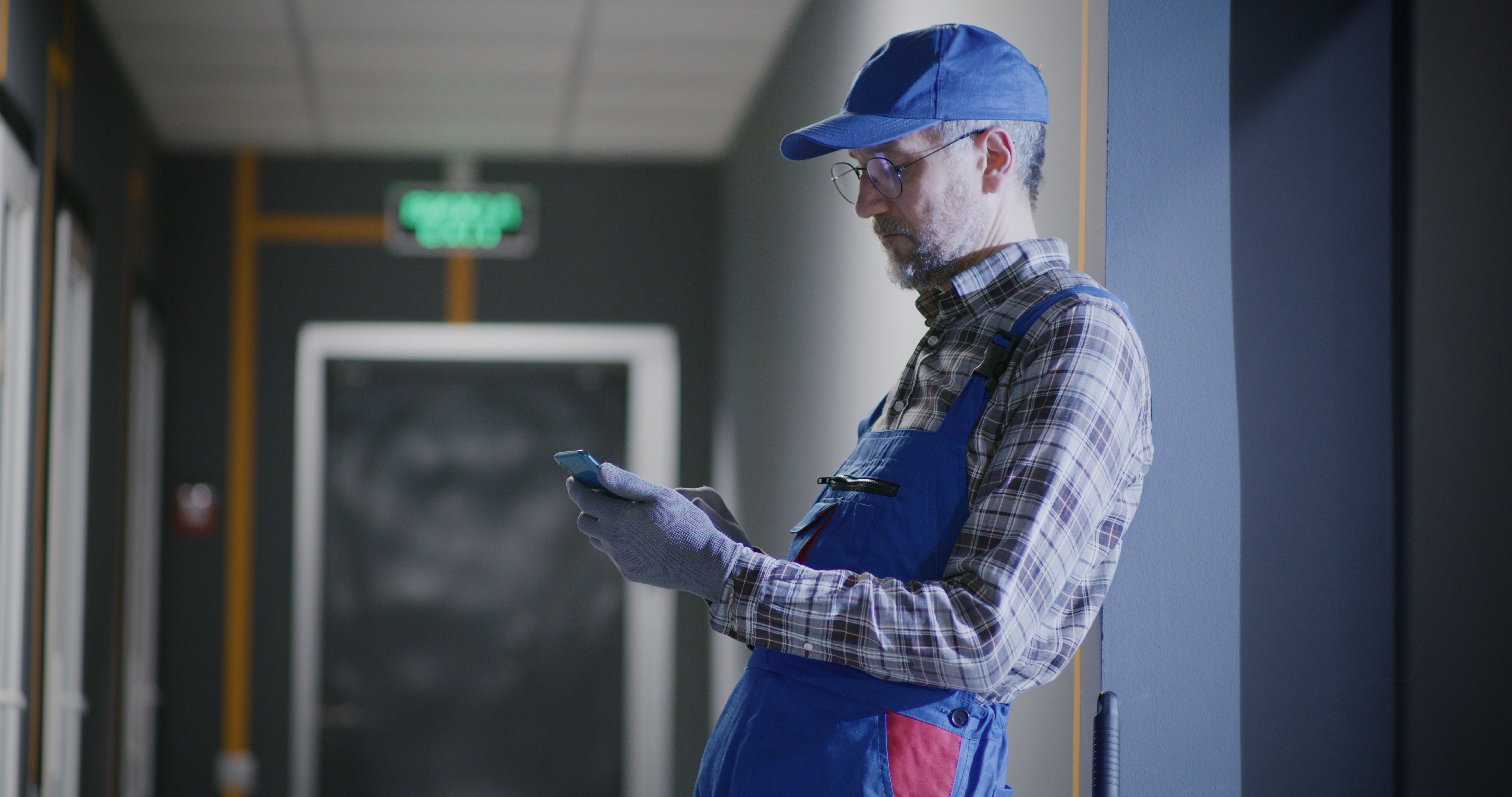 man checking phone